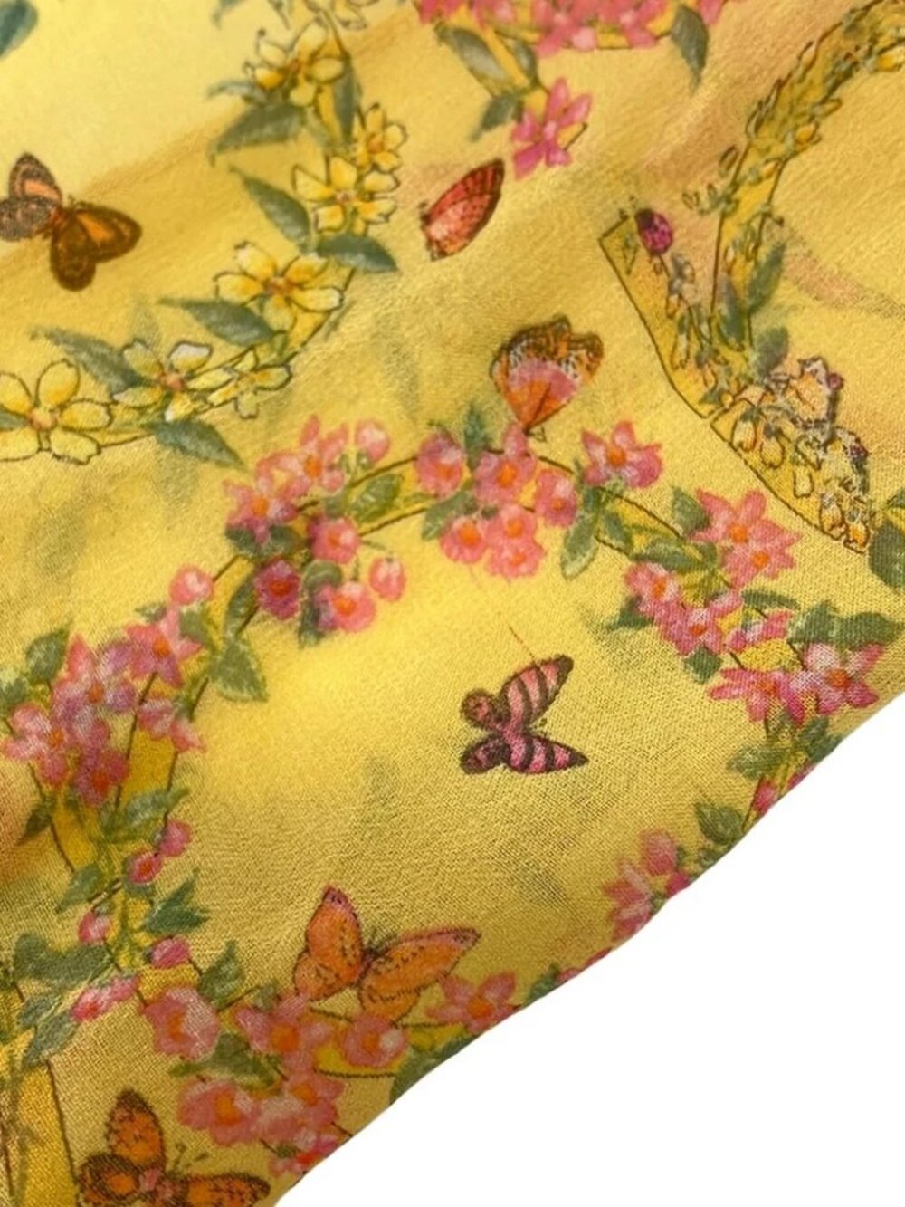 Salvatore Ferragamo - Yellow Pink Green Silk Scarf - Picture 2 of 6